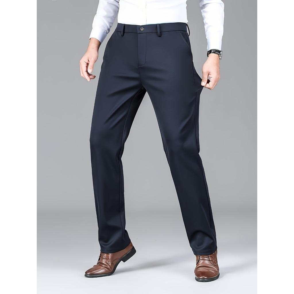 Herren Leichte Business Casual Hose - Mittelhohe Taille Einfarbig Bürohose, Knopfverschluss, Vielseitige Professionelle Kleidung, Minimalistisches Design