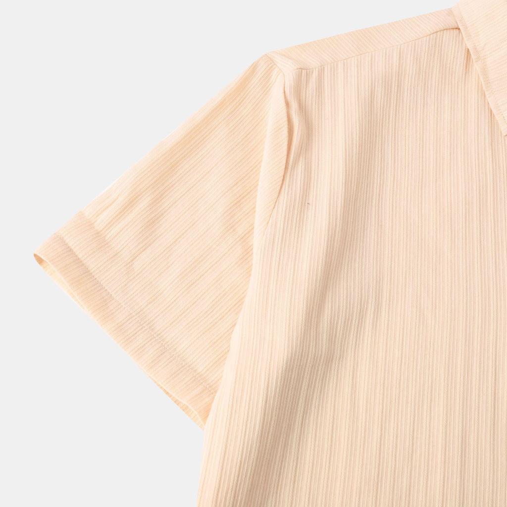 2025 Summer European & American Men's Waffle Short Sleeve Solid Color Casual Shirt