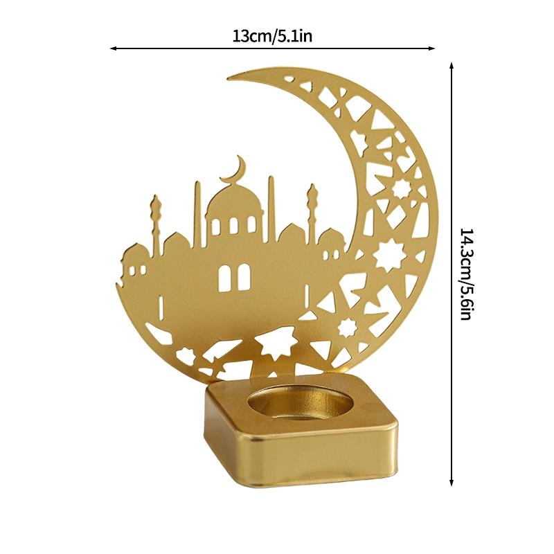 Ramadan Candlestick Home Decor Eid Mubarak Candle Holder Table Ornament Muslim Festival Party Crescent Moon Star Decor