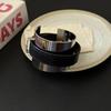 Silver Exaggerated Metal Bangle Armlet Women Open Bangle Belt Buckle Leather Bracelet  Daily