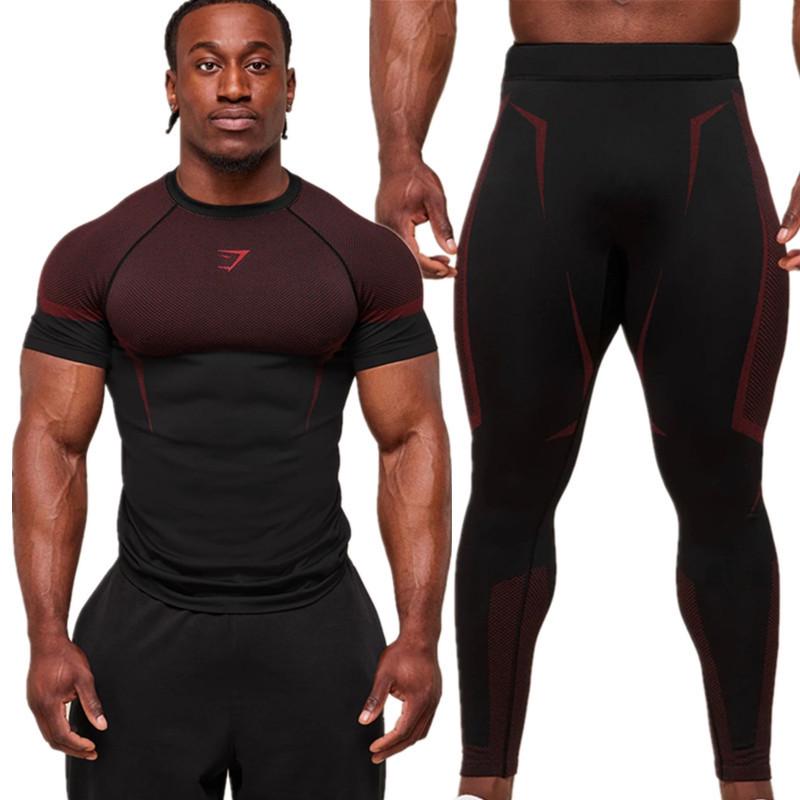 Americká rychleschnoucí sada pro venkovní fitness: Přiléhavý krátký rukáv a dlouhé kalhoty pro běžné běhání.