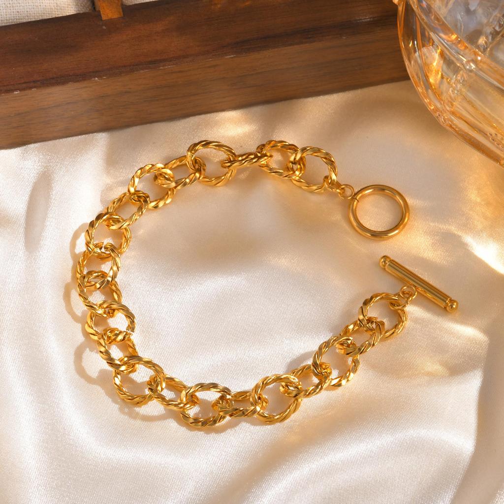 Simple Twist Chain OT Buckle Bracelet Women's Stainless Steel Gold Color Bracelets Fashion Jewelry Gifts