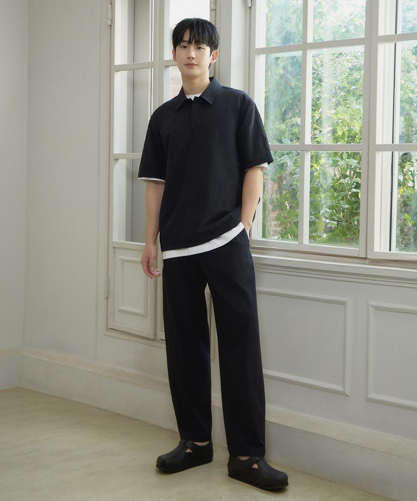 MINDBRIDGE [All Day Cool] Two-Tone Seersker Pullover Semi-Overfit Short Sleeve Shirt - 2 Colors
