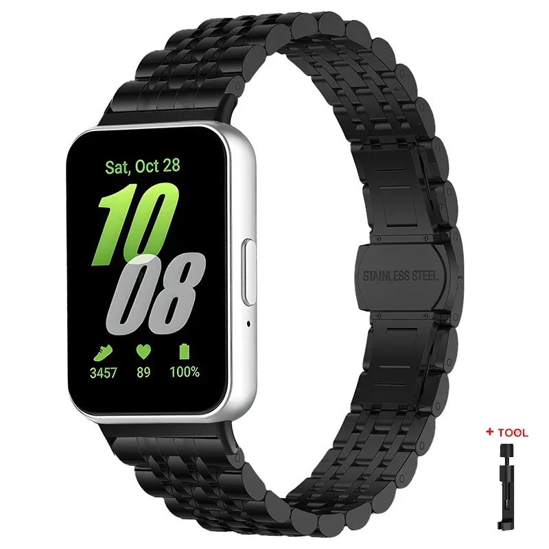 Stainless Steel Strap For Samsung Galaxy Fit 3 Metal Bracelet Luxury Bussiness Band For Samsung Galaxy Fit3 SM-R390 Accessories