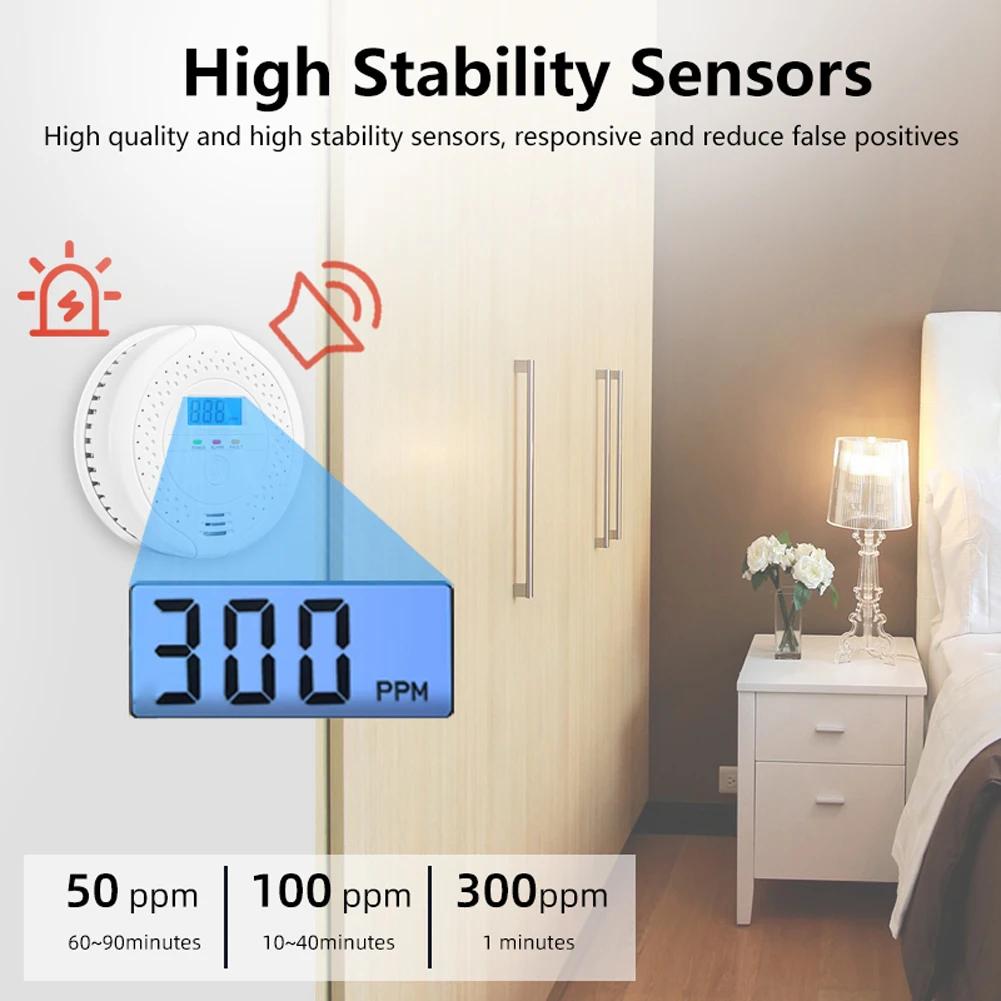 Digital CO Alarm Audible and Visual Alarm Battery Powered Warning Alarm Sensor Portable CO Detector for Home Warehouse