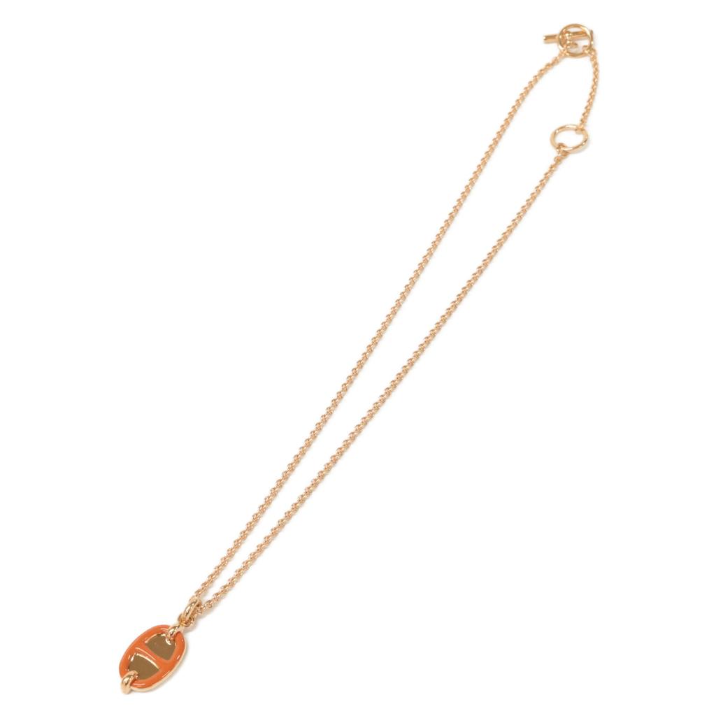 HERMES Excellent condition Chaine d'Ancre Mini Maillon PM Pendant Necklace Orange / rose goldUsed