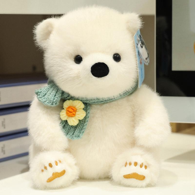 Cute simulation chubby polar bear doll plush toy black and white panda doll children's rag doll birthday gift
