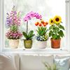 Sunflower Tulip Potted Plant Window Stickers, Static Cling Glass Decals for Door Window Decoration