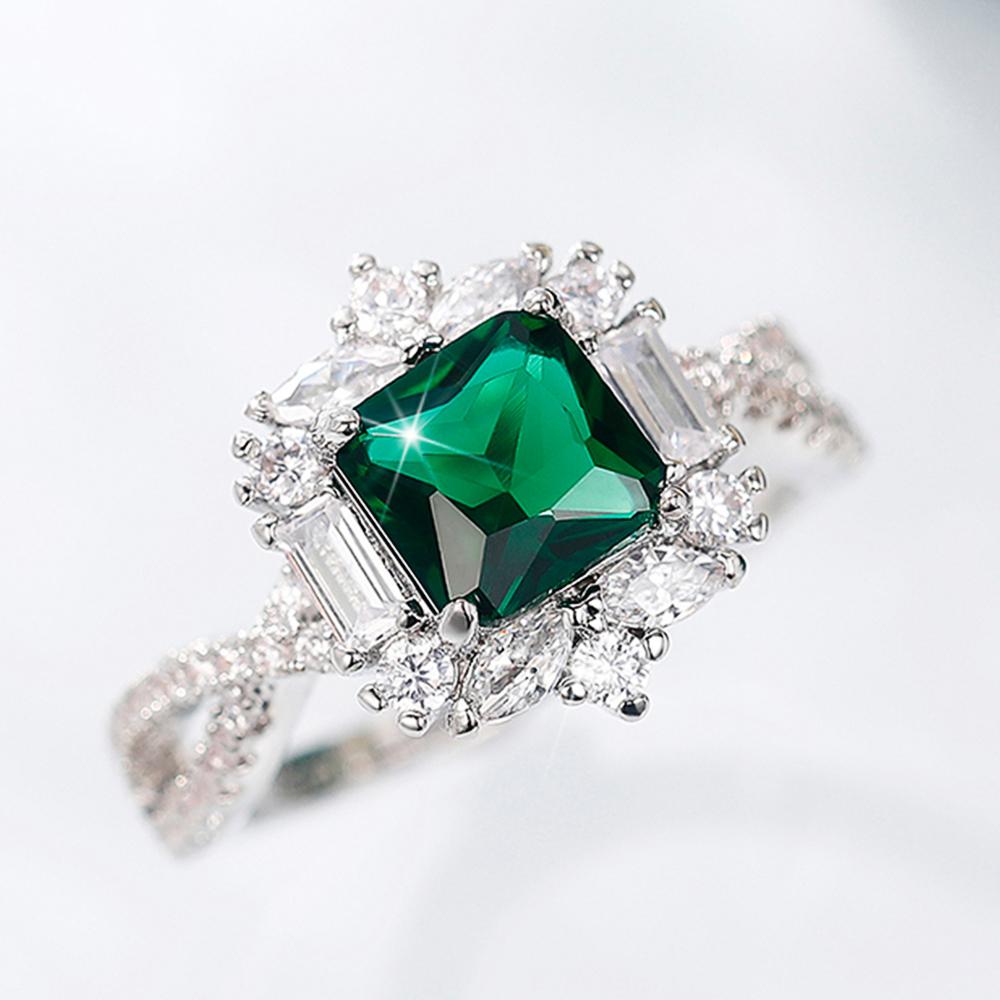 

Huitan Сверкающие зеленые цирконы Свадебные кольца Женские кольца Цвет Мода Роскошь Помолвка Юбилей Трендовые ювелирные изделия Подарки 8