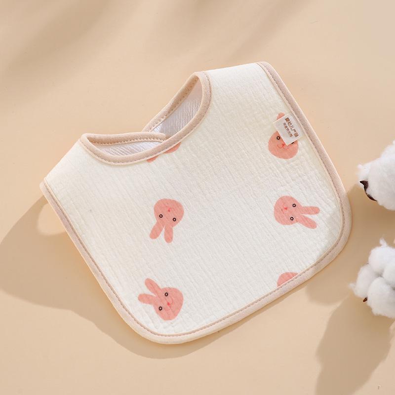 Waterproof U-Shaped Cartoon Baby Drool Bib - Pure Cotton Feeding Bib for Newborns