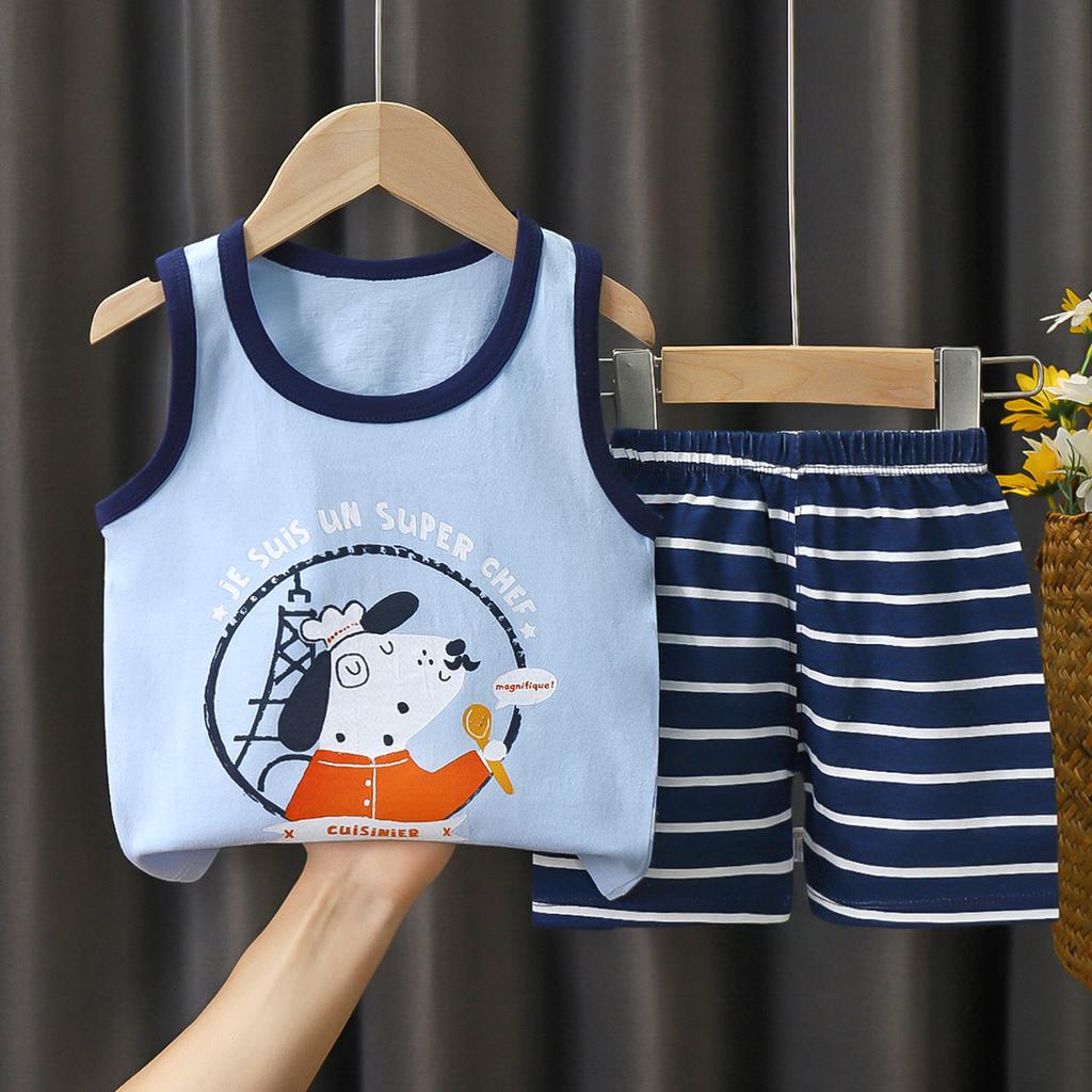 Children's Vest Set Boys' Shorts Summer Cotton New Baby Clothes Girls' Summer Clothes Summer Clothes Children's Clothes