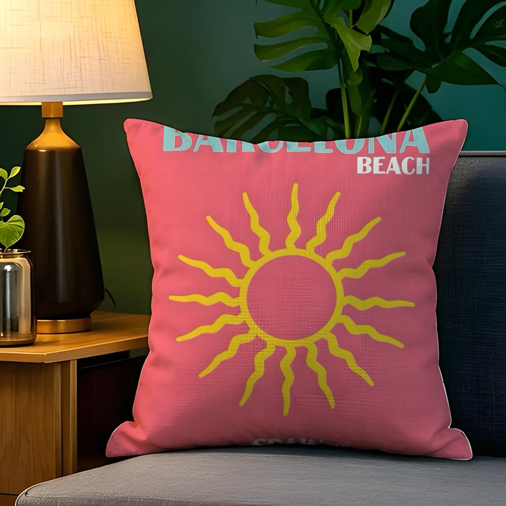Beauty Summer Travel Series  Pillow Case Natural Linen Pillow Case DoubleSided Decor Sofa Pillowcase Home Decor