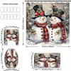 Weihnachts-Badezimmer-Dekorationsset Mit Wasserdichtem Polyester-Badezimmer-Ensemble, Schneemann-Thema, Enthält 12 Haken, Rutschfester Toilettensitzbezug