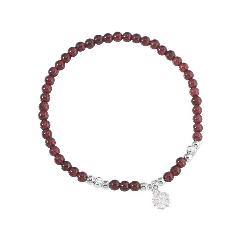 Handmade Floral Garnet Bead Bracelet Women Sterling Minimalist Fashion Jewelry 2026 925 Sterling Silver