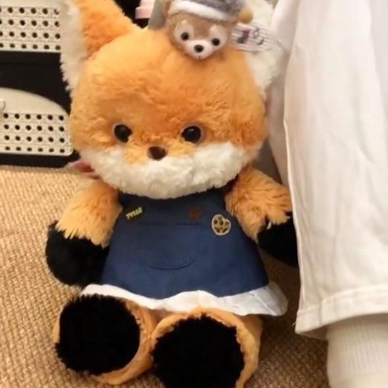 50cm Cute Running Fox Plush Toy Dressing Up and Changing Outfits Husky Cowboy Wolf Animal Doll As a Festival and Birthday Gift