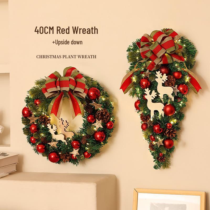 Décoration de Noël en rotin: Couronne, Guirlande, Ornements d'Arbre et Décorations de Porte