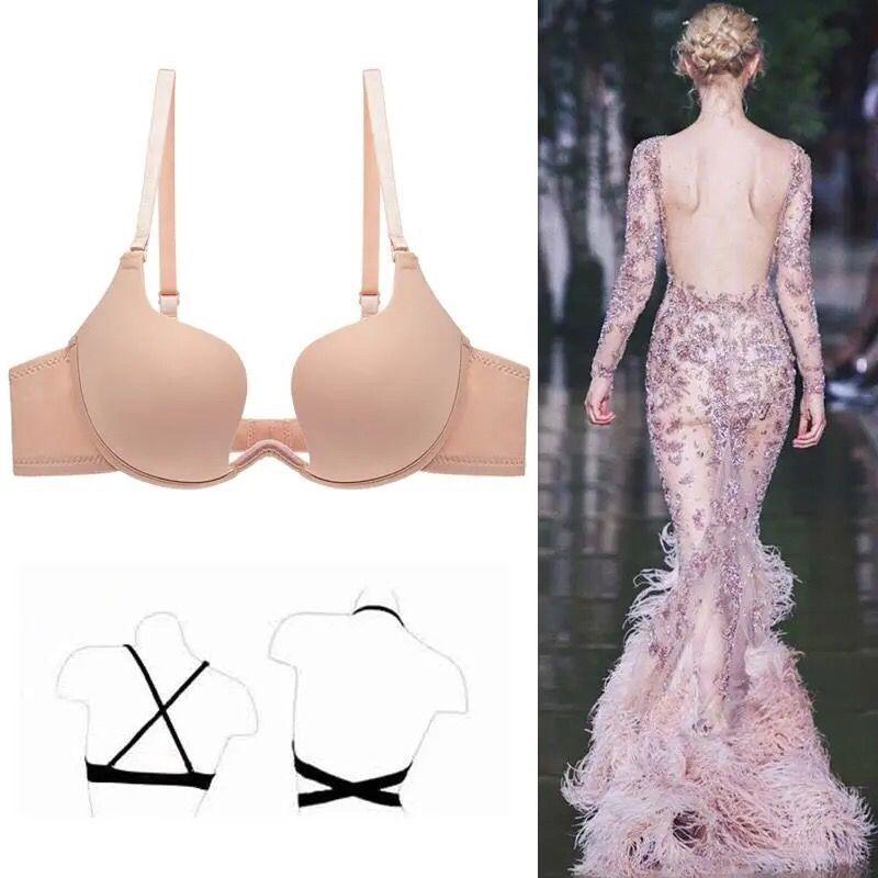 Invisible Backless Deep V Cup Seamless U-Shape Halter Wedding Bra