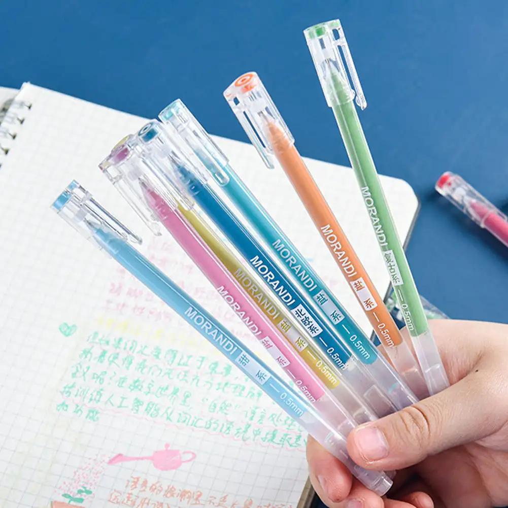 9pcs/box Morandi Color Gel Pens Set 0.5mm Handwriting Pen for DIY Scrapbook Students School Supplies Stationery Cute Pens