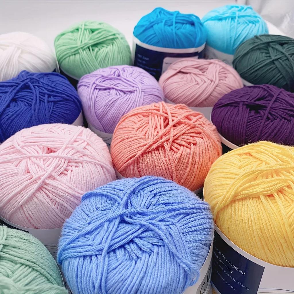 100% Cotton Yarn for Crocheting and Knitting, Medium-Weight DIY Craft Yarn for Sweaters,Scarves,Hats,Gloves - 50g/170m Per Skein