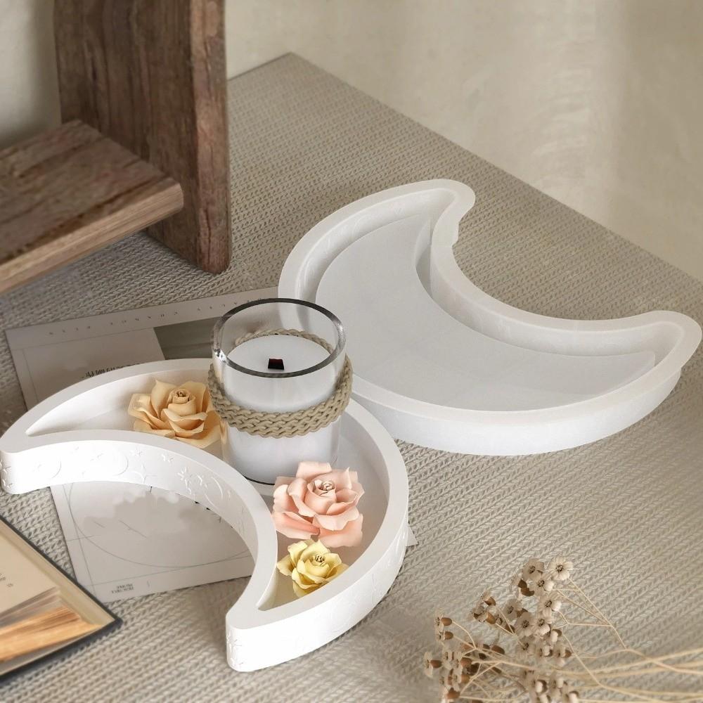 High Temperature Resistance Candlestick Mold Soft Plaster Molds Moon Tray Silicone Mold  Home Decor
