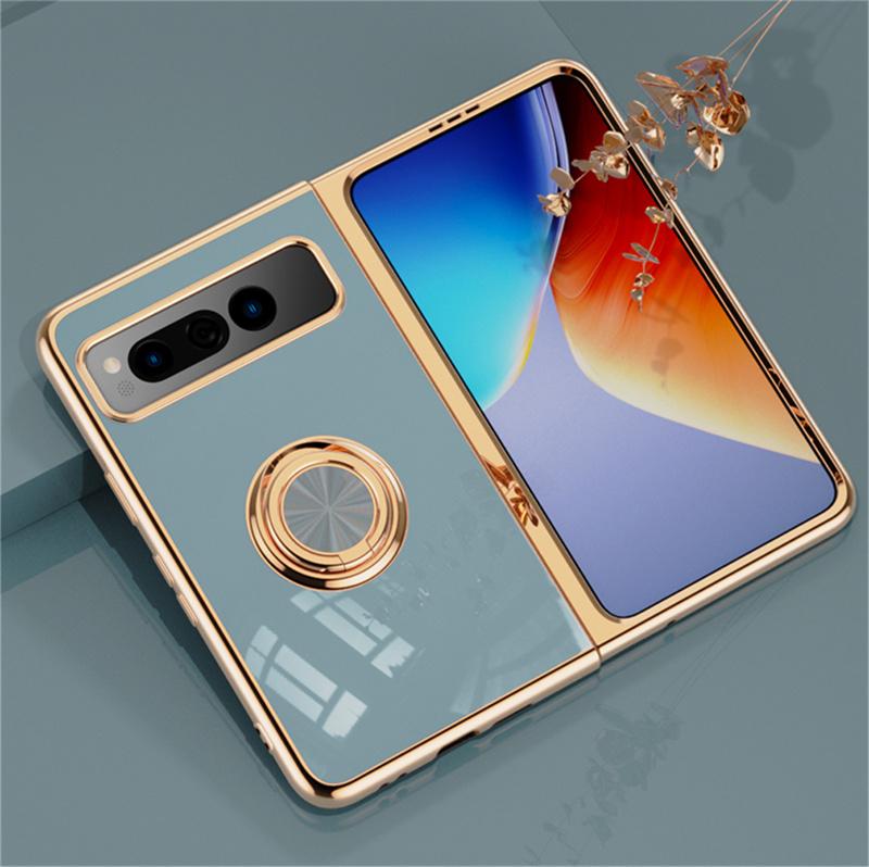 Shockproof Plating Ring Holder Phone Case for Google Pixel Fold Protective Stand Back Shell Luxury Full Protection Cover