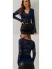 European & American Autumn/Winter Floral Lace Fan Top