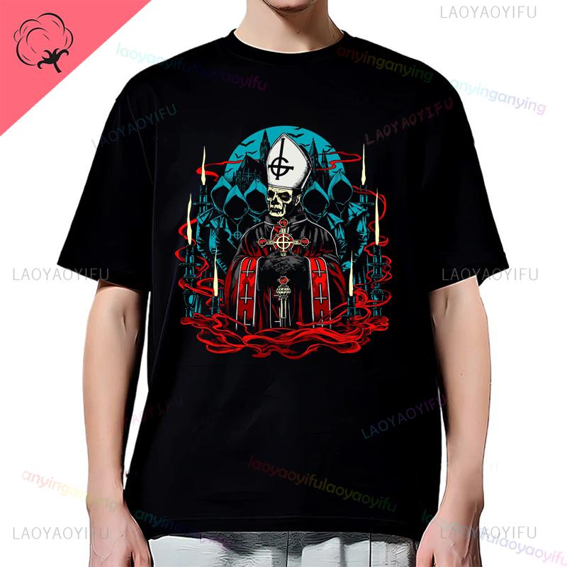 Y2K-Ghost-Band-T-shirt Mens Rock Band Graphic Pattern Cotton T-shirt Casual Vintage Horror Style Harajuku Short-sleev Women Top