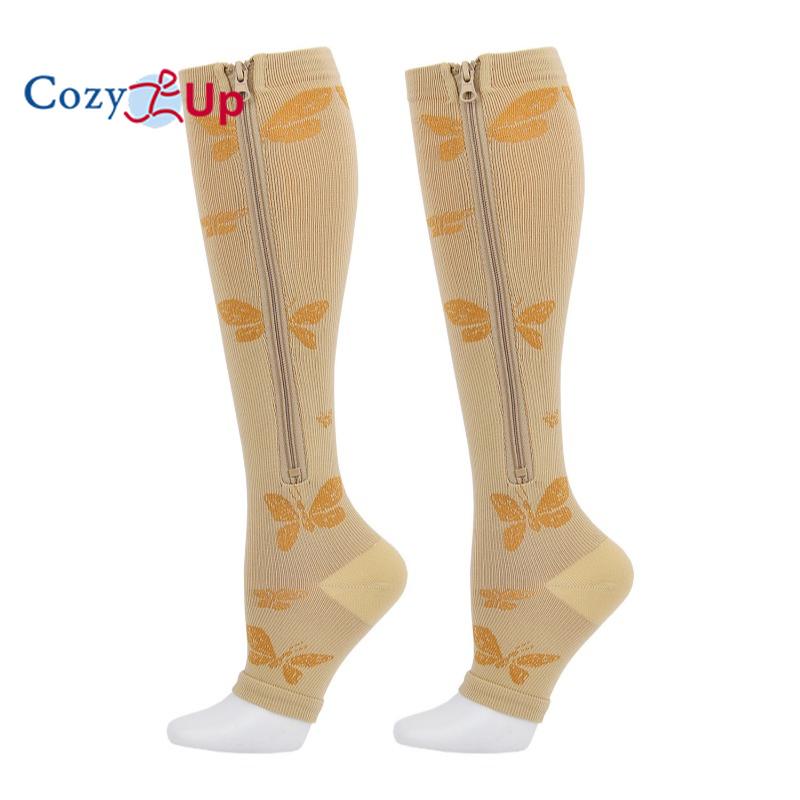 

Унисекс компрессионные носки без пальцев, гольфы с боковой молнией, профилактические носки XXL дубильная кора