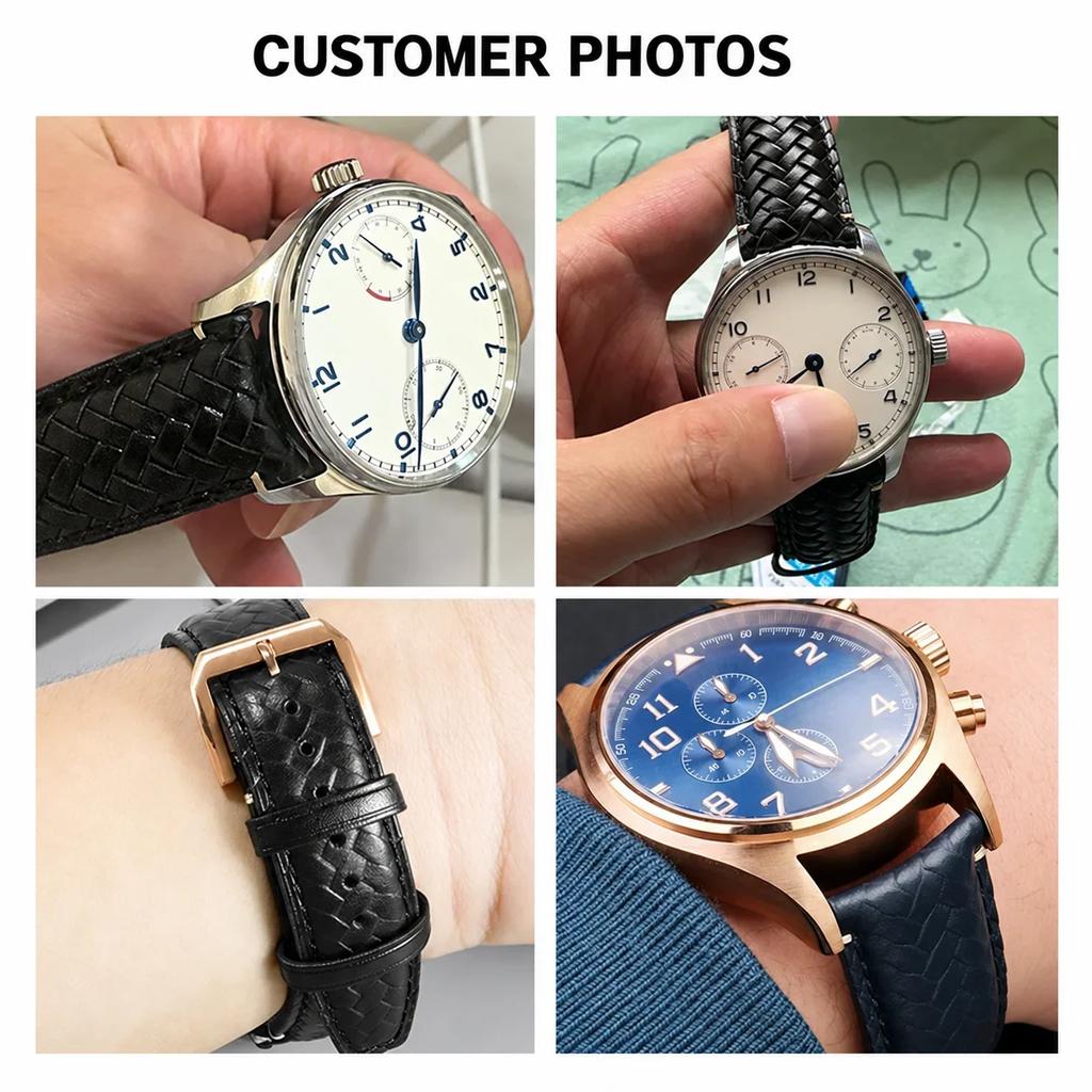 FOR IWC Watch Strap Knit Pattern Curved End Replacement Band for Portugieser Chronograph Portugieser 7 Portofino Pilot Watch