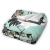 Chinese Style Crane Blanket Warm Soft Street Trend Plush Throw Blanket For Students Couch Bed Flannel Bedspread Bed Cover