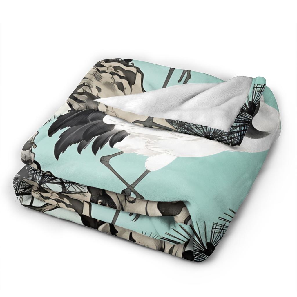 Chinese Style Crane Blanket Warm Soft Street Trend Plush Throw Blanket For Students Couch Bed Flannel Bedspread Bed Cover