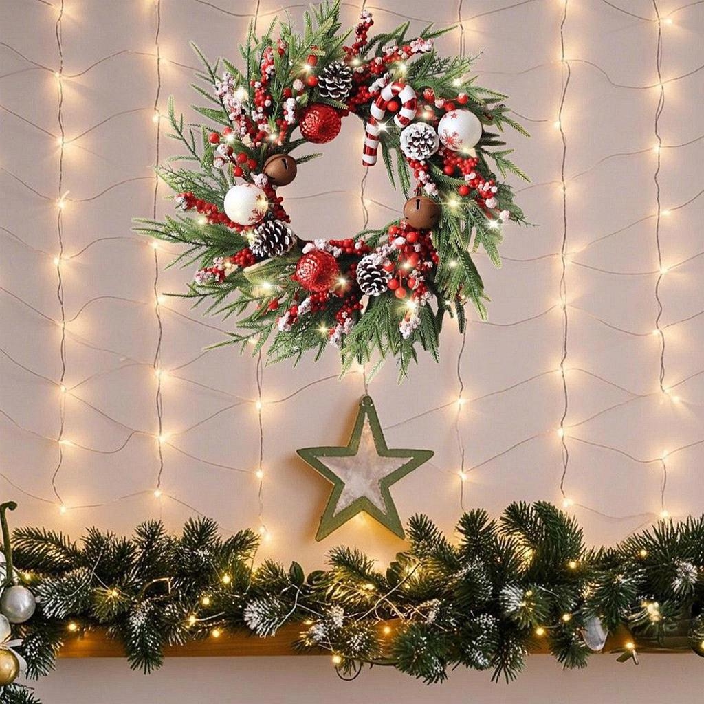Weihnachtskränze für die Haustür Künstliche Winterdekorationen Künstlicher Weihnachts-Winterkranz für Eingangsbereich Veranda Innen