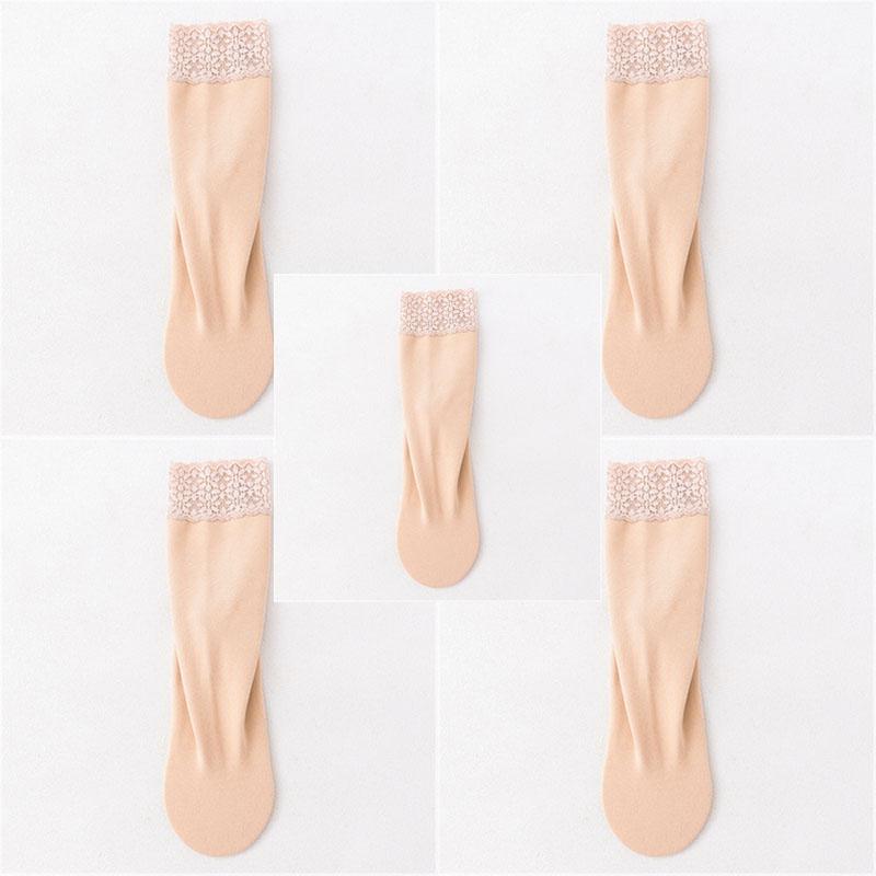 5 Pairs of Women Lace Mid Tube Socks for Spring Autumn Warm Simple Comfortable Casual Breathable Cold Resistance Versatile Socks