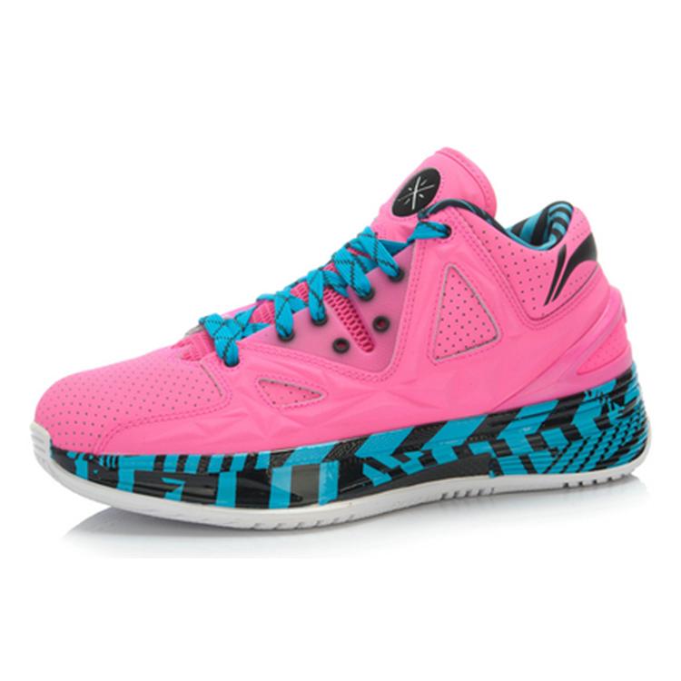 Li Ning WOW 2 Return, Flamingo Non slip Lightweight Low top Basketball Shoes Men's Pink Blue Black ABAJ003-14
