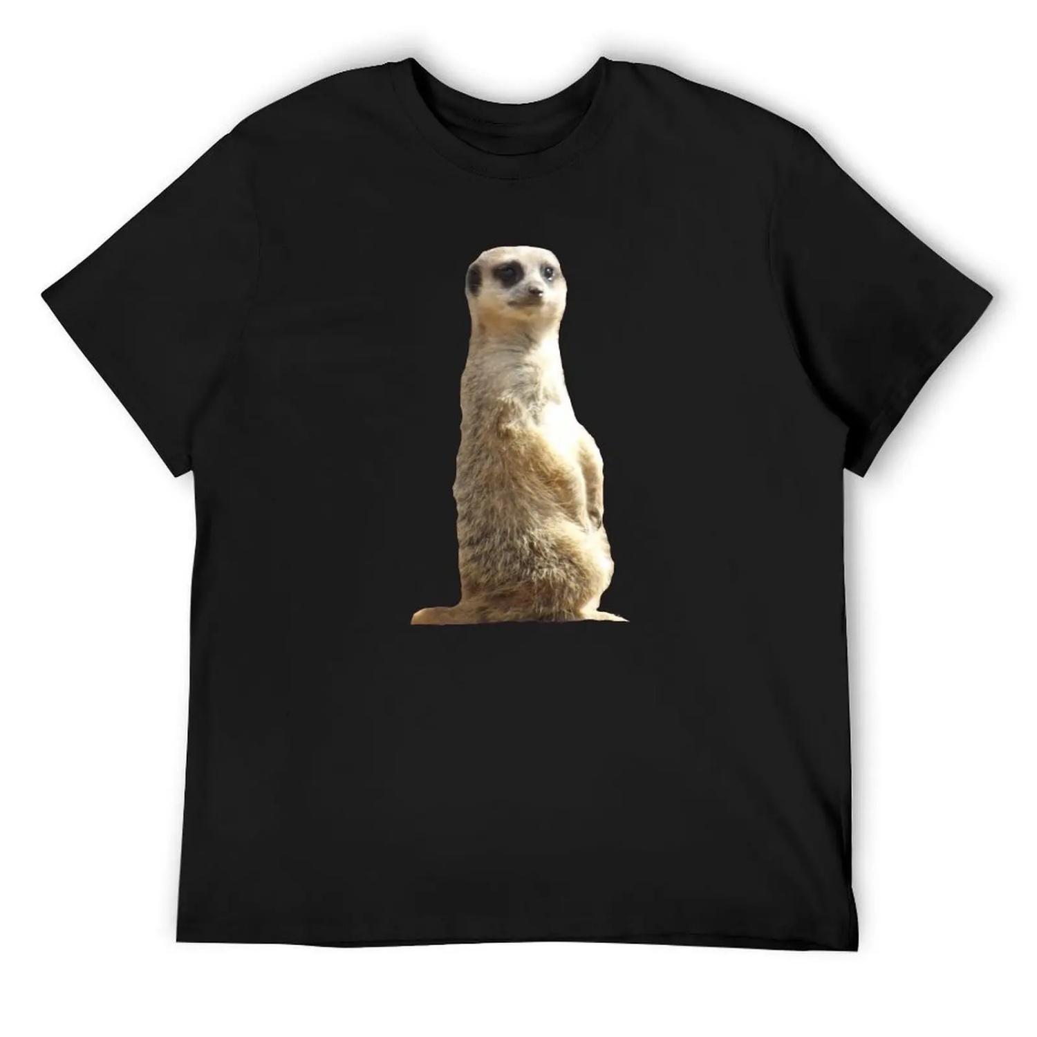 Meerkat T-Shirt luxury designer cotton graphic tees anime shirt blue archive black t-shirts for men S