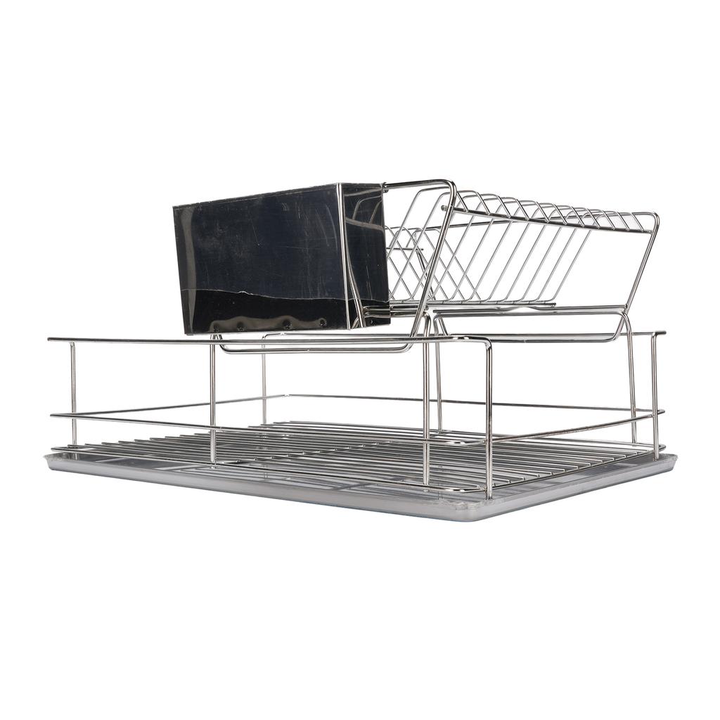 Dish Drying Rack Space Saving 2 Tier Dish Rack for Kitchen Counter Stainless Steel Dish Drainer with Cutlery Holder