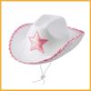 Pink Bride Party White Denim Hat with Five-Pointed Star Design