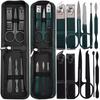 6 Pcs Portable Nail Scissors Sets Carbon Steel Green Black Nail Clippers Scissors File Manicure Beauty Tools Kit Full Function