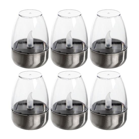 Solar Candle Light Waterproof Solar Powered Tea Light Realistic Flickering Flameless LED Kerosene Lantern for Patio Garden Porch Tabletop Indoor