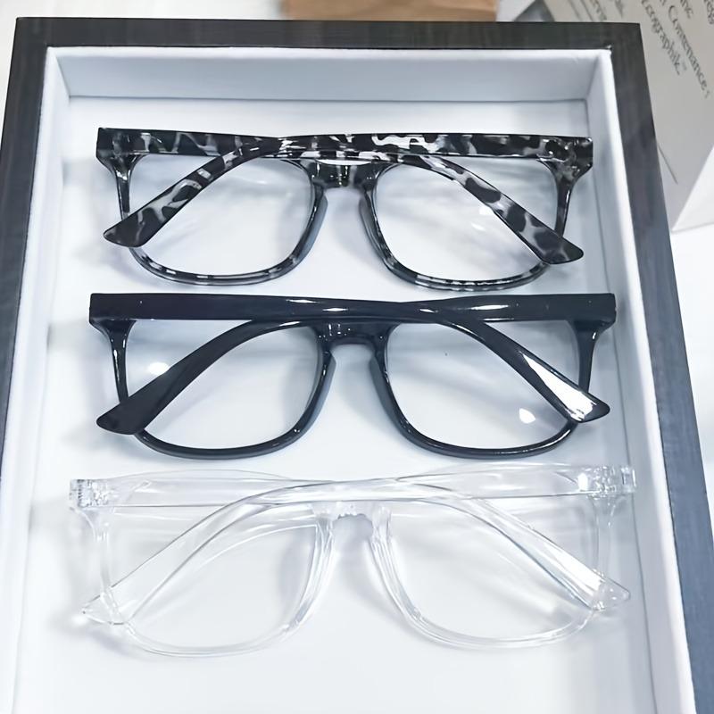 3PCS Rectangle Anti Blue Light Blocking Glasses Women's Leopard Frames Anti Radiation Filter Glasses Men Clear Computer Eyeglass