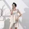 Lyocell cotton pajamas with chest pads women's spring and summer loose thin sleeveless vest shorts set simple loungewear