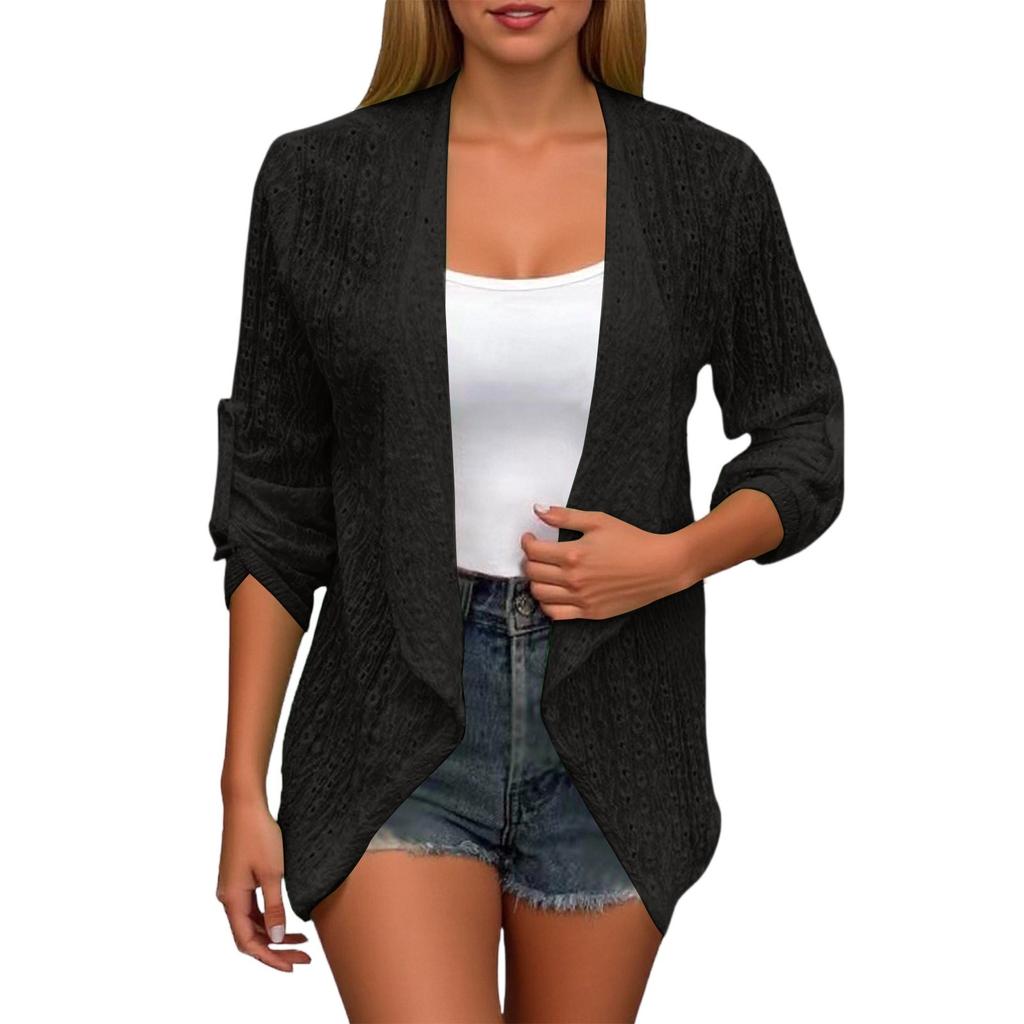 Women's Fashion Solid Color Casual Cardigan Long Sleeve Mid-Button Tops Coat