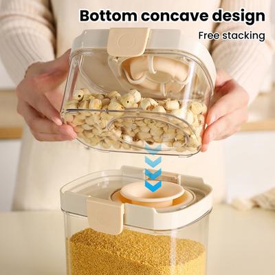 Contenitore Ermetico per Alimenti Scatola Trasparente Sigillata con Coperchio Contenitore Impilabile per Cereali Noci Fagioli Spezie Organizzazione Armadio da Cucina Dispensa