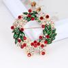 Cartoon Painting Oil Colour Drilling Leaves Wreath Alloy Christmas Brooch Brooch Clasp Pin Men and Women Perfect Gift for Couples