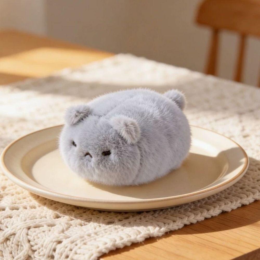 Cartoon Round Drum Cat Plush Toy Fluffy Soft Calico Cat Plush Wrist Gift for Children