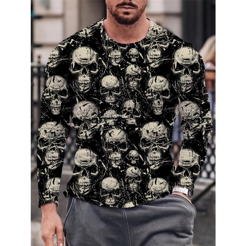 Fashion Pattern Printed T-shirt for Men and Women in Spring and Autumn Casual Outdoor Long Sleeved T-shirt Top Street Clothing