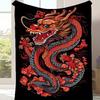 1pc Dragon Print Blanket, Soft Warm Throw Blanket Nap Blanket for Couch Sofa Office Bed Camping Travel, Multi-purpose Gift Blanket