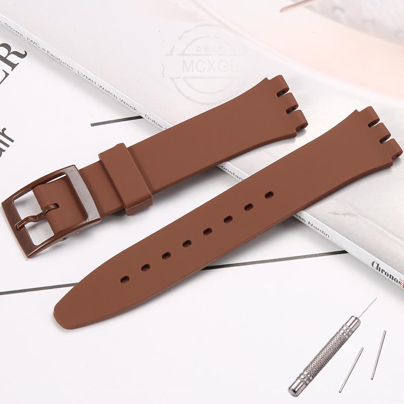 Silicone Watch Band For Swatch 17mm 19mm 20mm Pin Buckle Waterproof Bracelet Wristband Watch Accessories