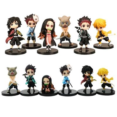 Q Posket Figure  Demon Slayer Mini Figurine 6pcs/12pcs/Sets Kimetsu No Yaiba Small PVC Dolls Desktop Decoration