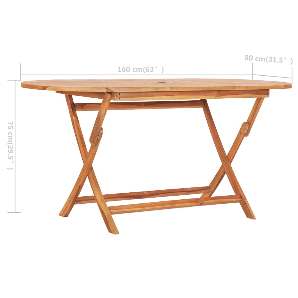 Folding Garden Table 160*80*75 cm Solid Teak Wood